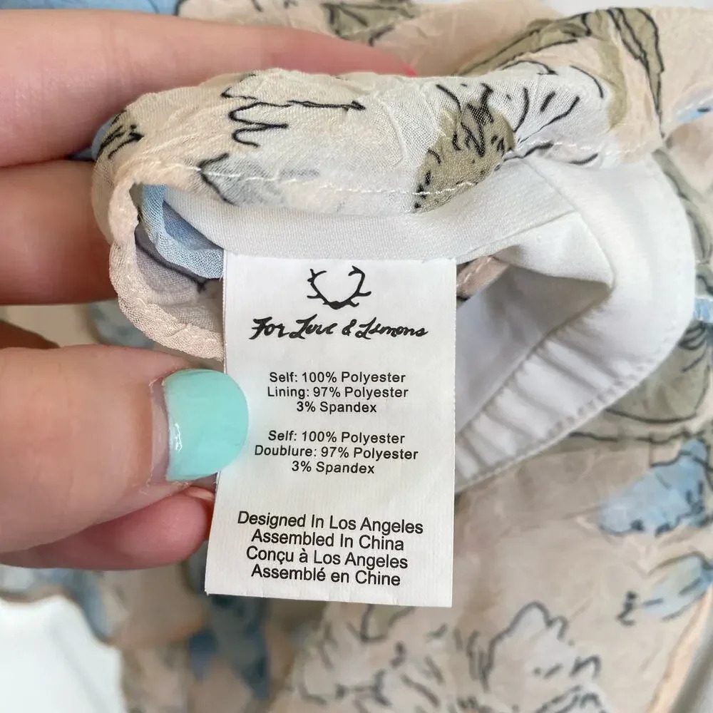 FOR LOVE AND LEMONS Cadence Romper Cream Blue Floral Feminine Dainty Size XS - Picture 11 of 16
